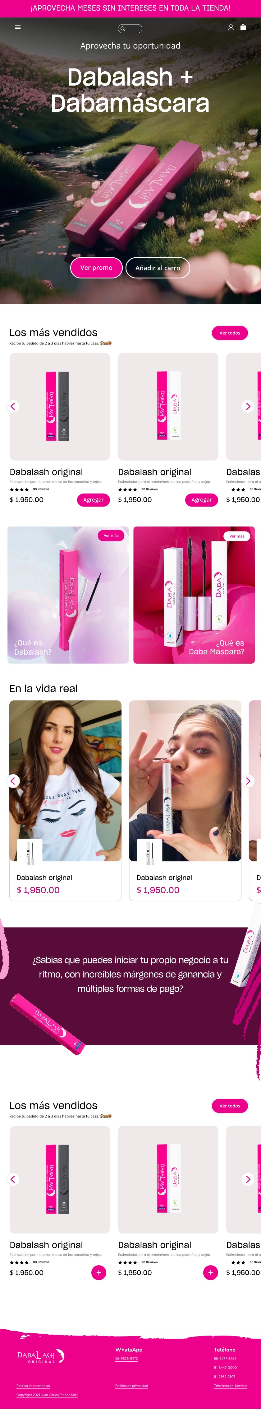 Dabalash — homepage móvil